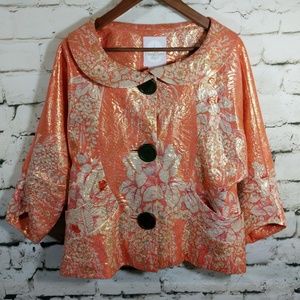 Tracy Reese Jacket Blazer Silk metallic Floral 10